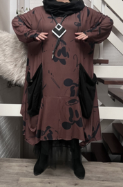 dYb viscose  A-lijn jurk met capuchon stretch