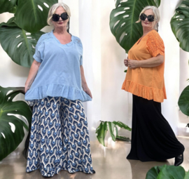 ITALIA oversized katoen top met kant /in meerdere kleuren