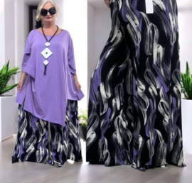 ITALY Mode jersey viscose  wijde broek apart /zeer rekbaar