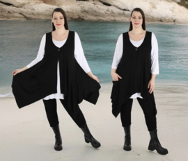 AKH jersey viscose A-lijn blazer/vest/tuniek stretch  zwart