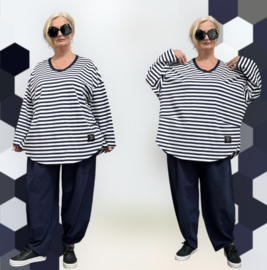 SASHA Noa jersey oversized katoen vrijetijdspak(top + broek) apart stretch donkerblauw