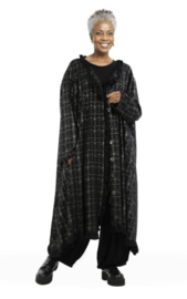 AKH oversized A-lijn mantel/jas  apart zwart