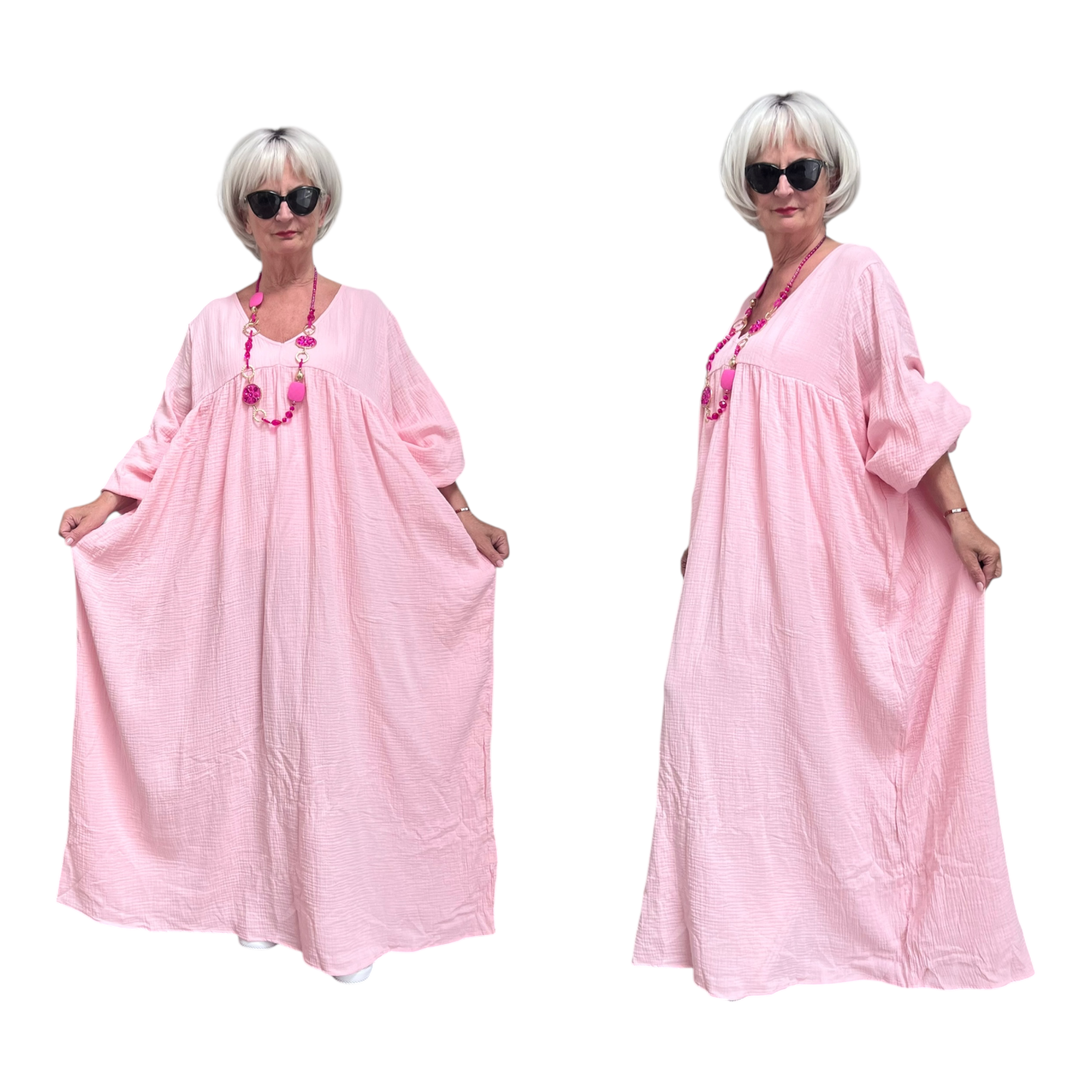 ITALIA MODA oversized katoen mousseline A-lijn jurk