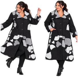 ITALIA MODA zachte wolmix A-lijn jas/mantel stretch