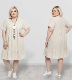 ITALIA MODA geborduurd linnen/viscose A-lijn jurk