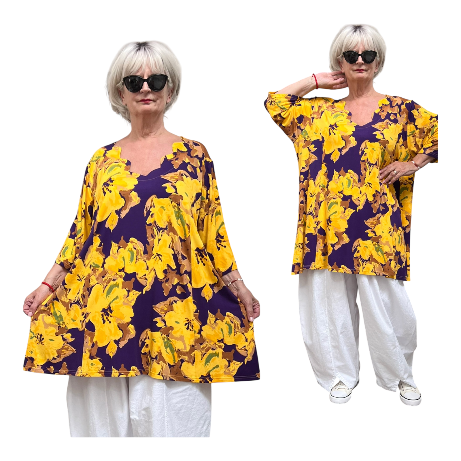 Ophilia viscose A-lijn tuniek  met aparte decolleté stretch