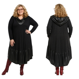 SASHA LENA oversized viscose A-lijn jurk zwart/stretch