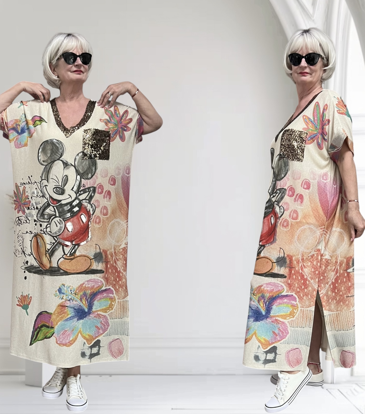 CHARME MODA oversized jurk met glitters stretch
