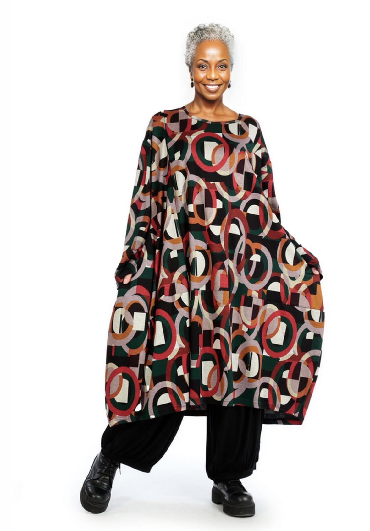 AKH oversized viscose mix A-lijn jurk/tuniek apart stretch