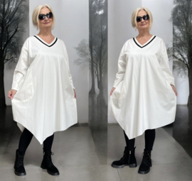 ITALIA  oversized viscose mix wijde jurk met zakken stretch apart