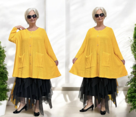 AKH gebreide oversized A-lijn katoen vest/blazer apart stretch