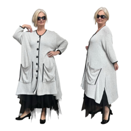 AKH gebreide oversized katoen A-lijn vest/blazer apart stretch