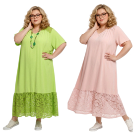 ITALIA MODA viscose  mix A-lijn jurk met kant stretch /in meerdere kleuren