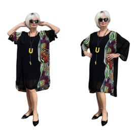 Ophilia viscose  jurk/tuniek /gevoerd/zwart
