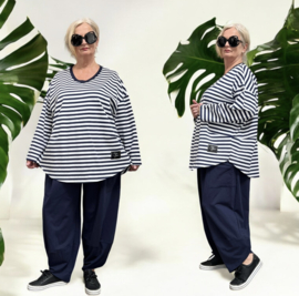 SASHA Noa jersey oversized katoen vrijetijdspak(top + broek) apart stretch donkerblauw