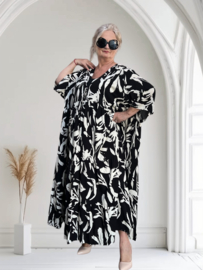 Vincenzo Allocca oversized viscose A-lijn jurk/tuniek apart zwart/wit