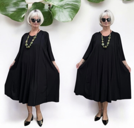 Naveed  viscose jersey A-lijn jurk stretch zwart