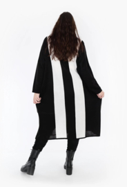 AKH oversized gebreide tuniek/jurk  apart stretch zwart/wit