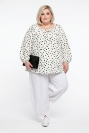 ITALIA oversized viscose blouse/top wit/zwart stretch