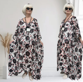 Francesca Romantica oversized A-lijn viscose chiffon overjurk met touwtjes  apart (extra groot)