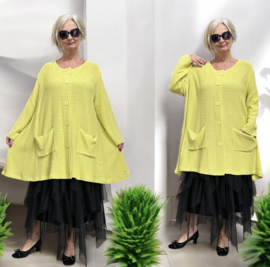 AKH gebreide oversized A-lijn katoen vest/blazer apart stretch