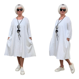 AKH oversized linnen mix A-lijn jurk/tuniek met zakken apart