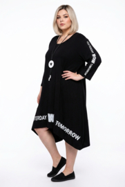 Naveed oversized viscose A-lijn jurk/tuniek / stretch/zwart/wit