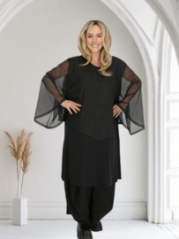 AKH oversized viscose A-lijn tuniek met tule stof stretch