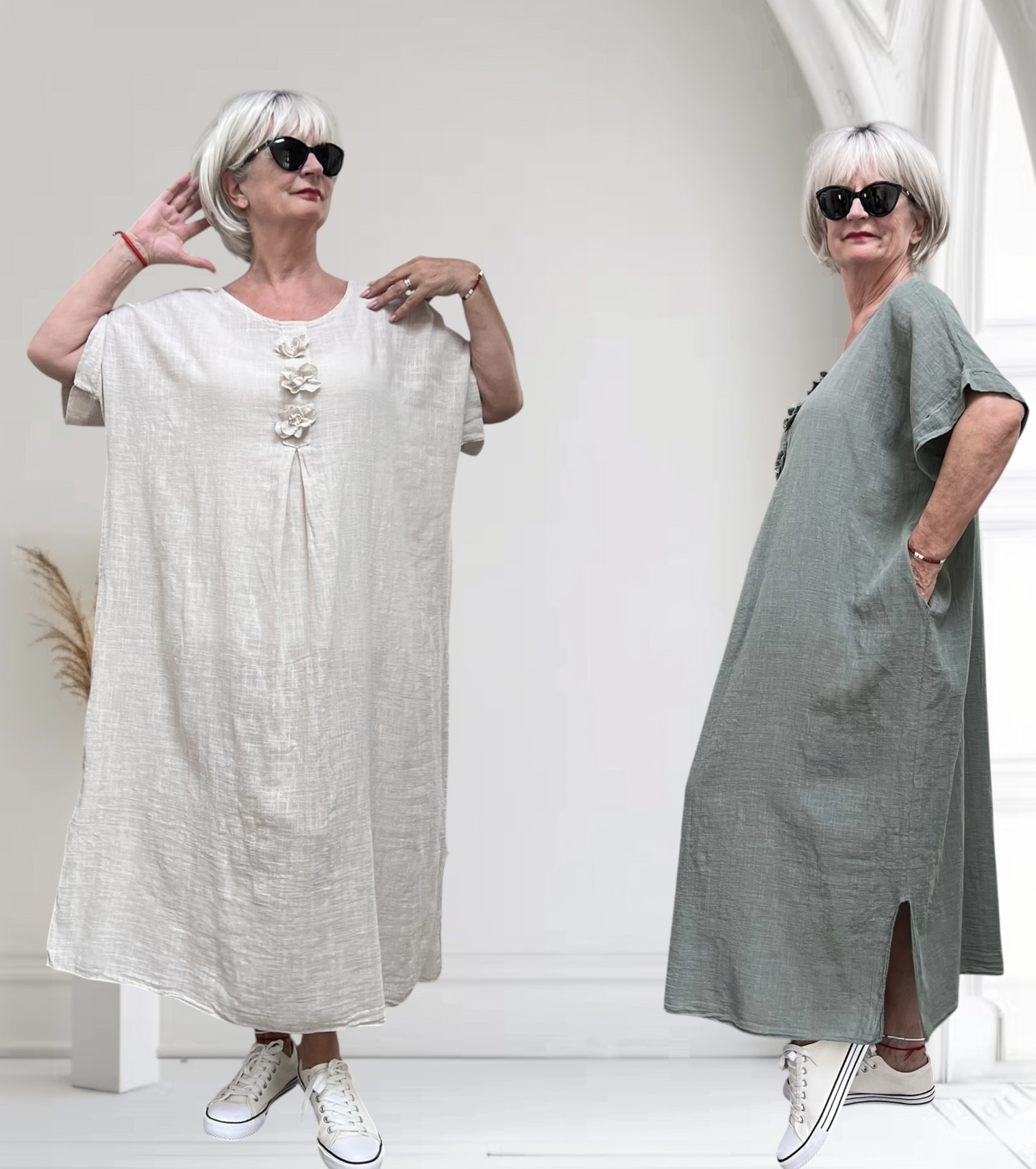 ITALIA oversized katoen zomer jurk met zakken /in meerdere kleuren
