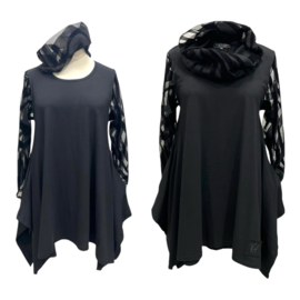 Vincenzo Allocca oversized katoen A-lijn tuniek met inzet van tule apart zwart