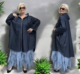 ITALIA MODA oversized katoen jeans A-lijn blazer/jas/vest apart stretch