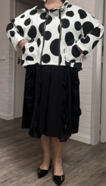 158C katoen mix blazer/vest/wit/zwart stretch