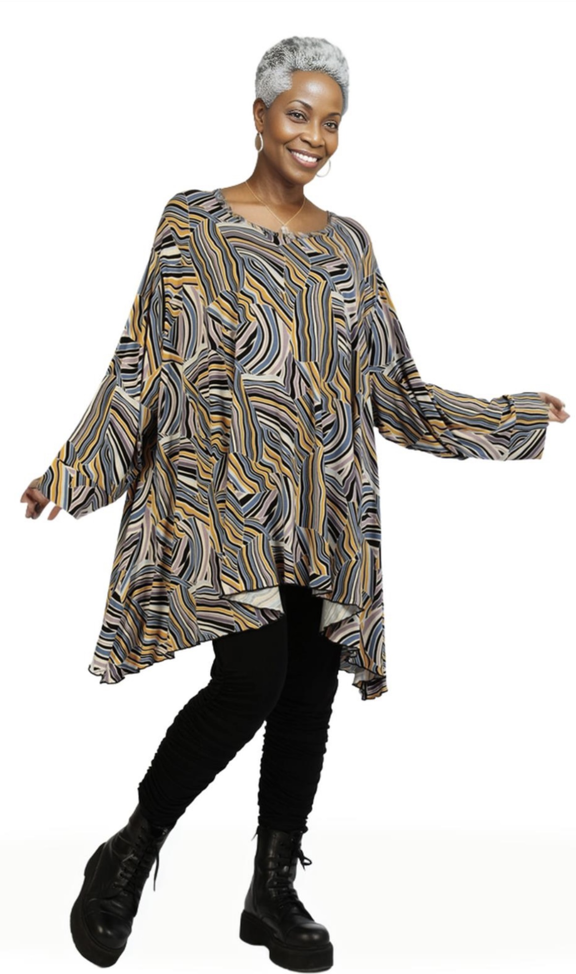 AKH oversized viscose tricot A-lijn tuniek  apart stretch
