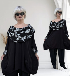 Vincenzo Allocca katoen A-lijn tuniek met een elegante carmenkraag / stretch