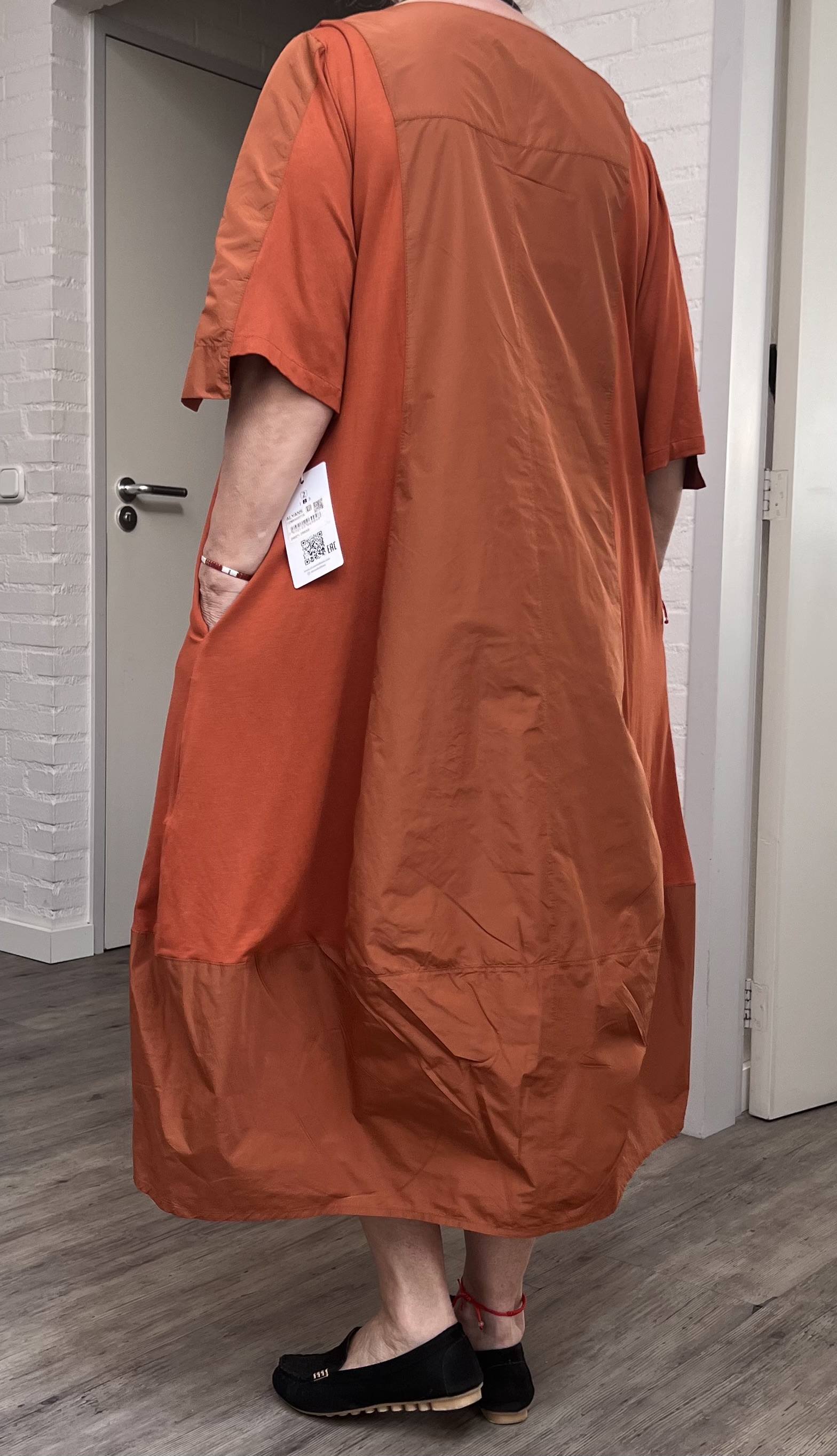 ALYANS oversized viscose A-lijn jurk met taft stretch