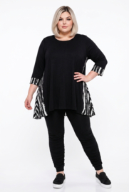 AKH oversized viscose jersey A-lijn jurk  apart/stretch zwart/wit