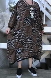 Sarah oversized viscose jersey A-lijn jurk apart stretch  (extra groot)stretch