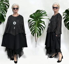 AKH oversized viscose A-lijn tuniek met tule stof stretch