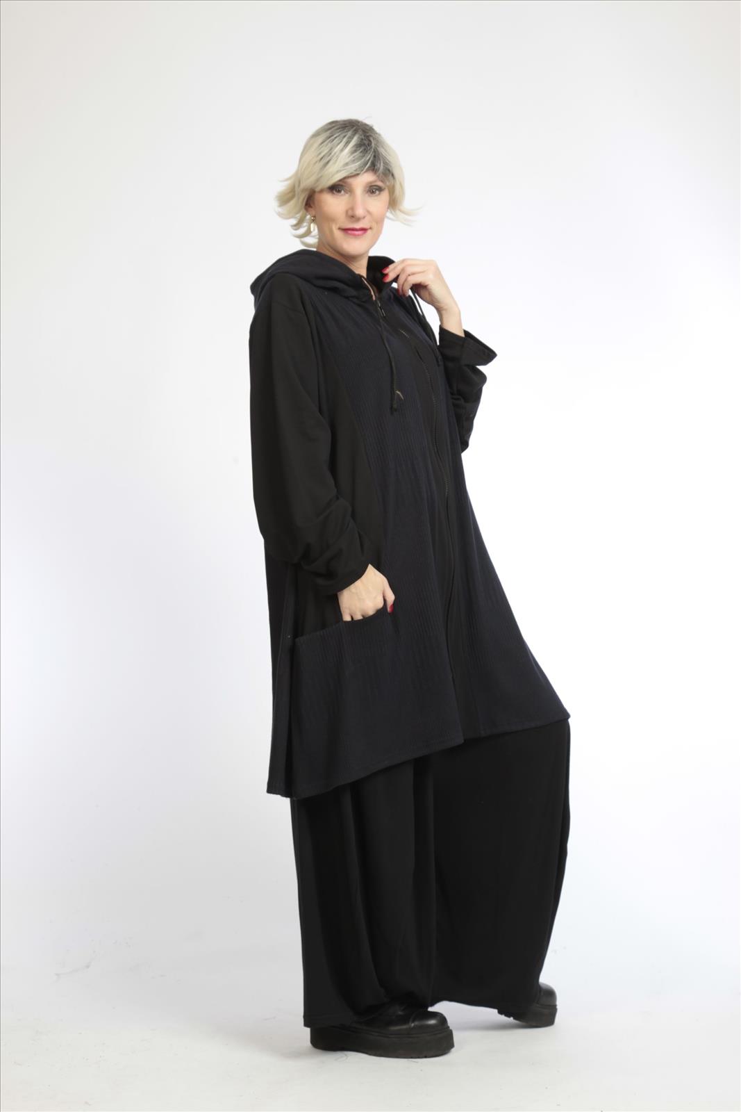 AKH viscose  A-lijn blazer met zakken stretch zwart