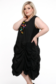 Moonshine katoen A-lijn jurk stretch/zwart