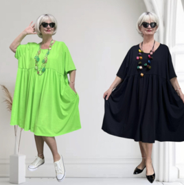 ITALIA MODA oversized katoen A-lijn jurk met zakken  stretch /in meerdere kleuren