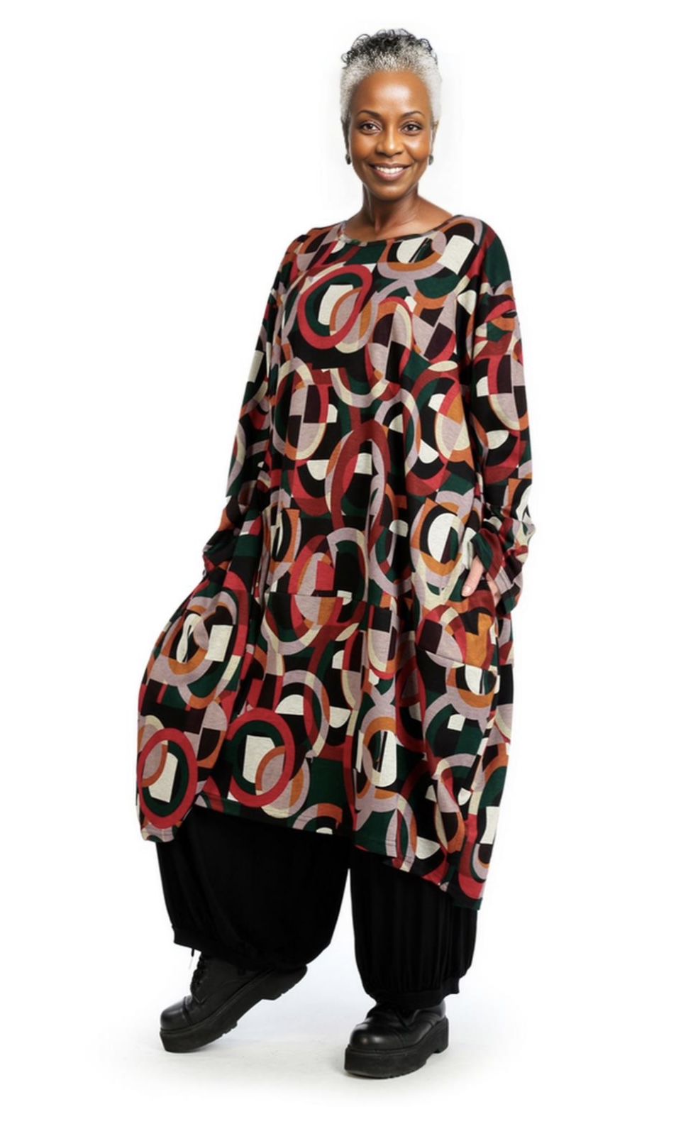 AKH oversized viscose mix A-lijn jurk/tuniek apart stretch