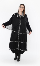 AKH oversized mouwloos vest/tuniek van stretch tule kwaliteit/zwart/wit