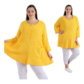 AKH gebreide oversized A-lijn katoen vest/blazer apart stretch