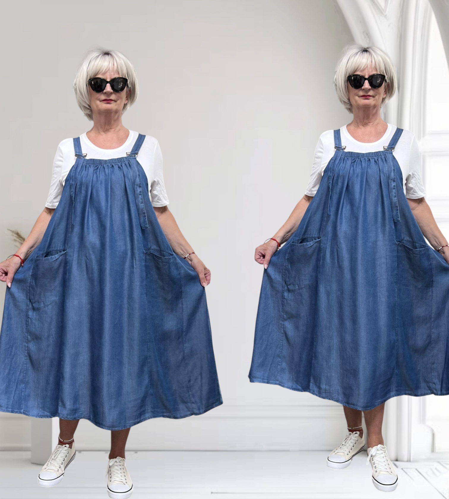 ITALIA MODA   jeans tencel zomer jurk apart /in meerdere kleuren