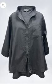 Vincenzo Allocca oversized katoen A-lijn vest/blouse/tuniek met rits/zwart apart stretch