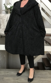 New Jersey  A-lijn jas/mantel met capuchon /gevoerd stretch zwart