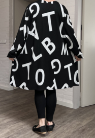 New Jersey oversized viscose A-lijn jurk/tuniek stretch/zwart/wit