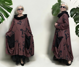 dYb viscose  A-lijn jurk met capuchon stretch