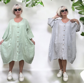 Moonshine linnen A-lijn jurk/hemd/tuniek met knoopsluiting  apart/in meerdere kleuren
